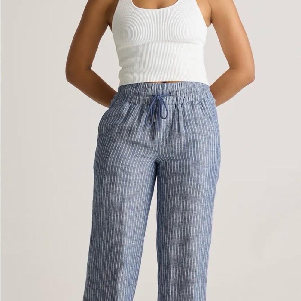 Quince 100% European Linen Wide Leg Cropped Pants